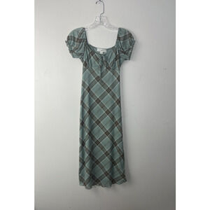 No Comment Babydoll Midi Dress Size S Plaid Mesh Milk Maid Cottagecore 90s Y2K